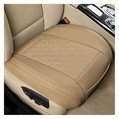 GLSOWEE Leather Car Seat Cover, Auto Front Bottom Seat Cover Luxury Car Seat Protector Anti-Slip Waterproof Cushion Cover with Storage Pocket, for Most Cars, Trucks, SUVs (Beige) - color: Beige