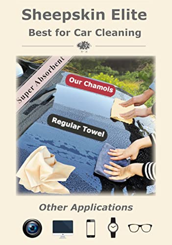 SHEEPSKIN ELITE Chamois Drying Cloth Car Drying Towel Real Leather Super Absorbent Fast Drying Natural Chamois Car Wash Cloth Accessory (5 sq ft) - size: 5 sq. ft.