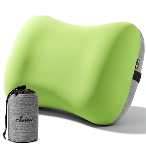 Inflatable Neck Pillow for Travel Camp Beach Air Blow Up Small Ultralight Lake Day Accessories Hammock Beachy Mat Picnic Blanket Towel Umbrella Tent Outdoor Essentials Stuff Thing Need Supplies Item - color: 1pcs Green, size: 15 X 11 Inch