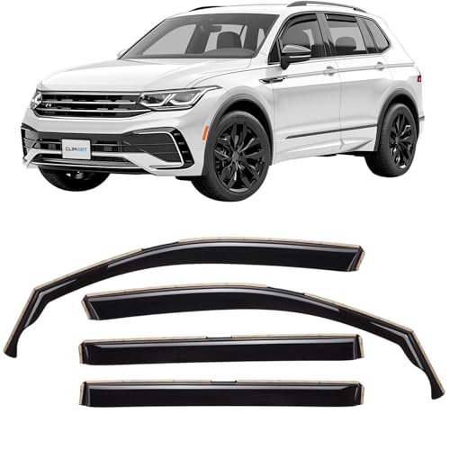CLIM ART in-Channel Incredibly Durable Rain Guards for Volkswagen Tiguan 2018-2024, Original Window Deflectors, Vent Window Visors, Vent Deflector, 4 pcs. - 617045 - color: For Tiguan 18-24