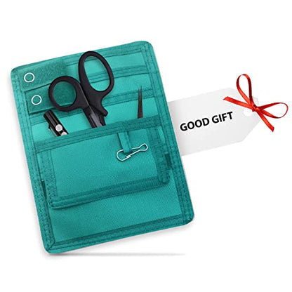 ASA TECHMED Nurse Pocket Organizer, Nylon 5 Pocket Nurse Scrub Organizer, 6 Inch x 5 inch, Green - color: Green