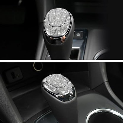 TOMALL Bling Gear Shift Knob Cover Compatible with Chevy Equinox 2018-2020 Cruze 2017-2019 Malibu 2016-2020 Shifter Panel Cover Shift Gear Lever Cover Trim Crystal Bling Decoration for Car Accessories