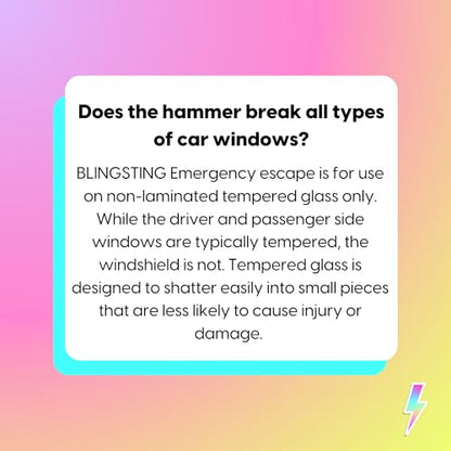BLINGSTING Glammer Safety Hammer - Emergency Automotive Escape Hammer Tool, Seat Belt Cutter & Car Window Break Tool - White & Black, 2 Count - color: White & Black