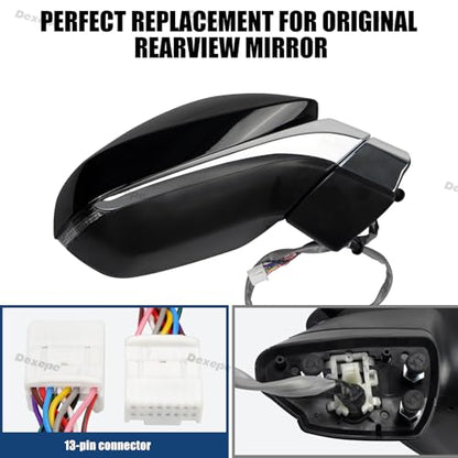 Passenger Side Mirror Assembly Compatible with Lexus RX 350 350L 450h 450hL 2016-2022 with Heated, Blind Spot Monitor, Turn Signal, Power Folding Adjust Memory Black (13 Pin Right) - size: 13Pin Right