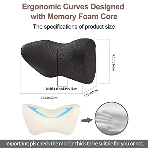 iwantit® Car Neck Pillows with Memory Foam, Neck Supporting for Long Time Driving, Adjustable Straps and Comfy Outer Cover(Black,1Package, Large Size)