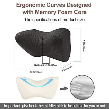 iwantit® Car Neck Pillows with Memory Foam, Neck Supporting for Long Time Driving, Adjustable Straps and Comfy Outer Cover(Black,1Package, Large Size)