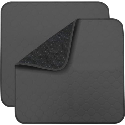 Non-Slip Absorbent Washable Incontinence Pad underpad Seat 4-Layer Design Chair Absorbent Pads Protection - for Seniors, Adult, Children, or Pet Underpad Protection - Set of 2 (Black, 21" L x 22" W) - color: Black