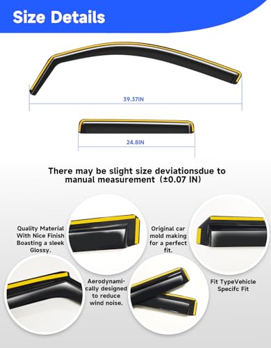 in-Channel Window Rain Guards Fit for Jeep Grand Cherokee 2011 2012 2013 2014 2015 2016 2017 2018 2019 2020, Visors Vent Visors Window Deflector Vent Shades Car Accessories -4 pcs - size: For 2011-2021 Jeep Grand Cherokee