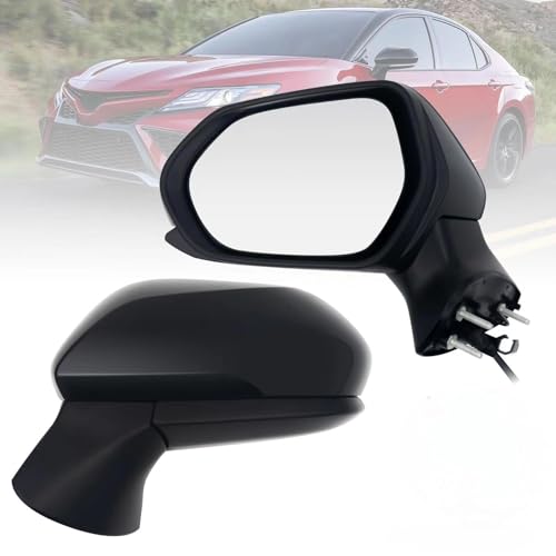 Driver Side View Mirror Compatible With Toyota Camry 2018-2022 3-Pins Manual Folding Power Glass Non Heated Non Blind Spot Rear View Mirror - color: Textured Black-3 Pins, size: L-Driver Side