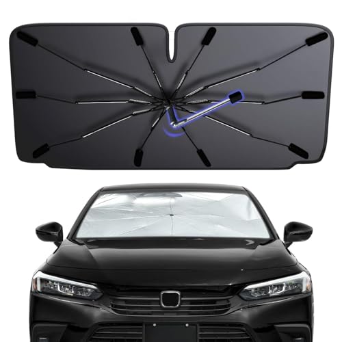 2026 Windshield Sun Shade Umbrella, Foldable Car Sunshade for Mid-Size Sedan, 360 Rotating Automotive Interior Sun Protection for 99% Heat UV Blocking, Auto Heat Shield Accessories(Medium) - size: Medium