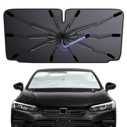 2026 Windshield Sun Shade Umbrella, Foldable Car Sunshade for Mid-Size Sedan, 360 Rotating Automotive Interior Sun Protection for 99% Heat UV Blocking, Auto Heat Shield Accessories(Medium) - size: Medium