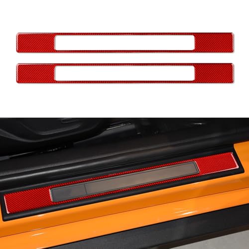 Car Door Sill Scuff Plate Accessories Sticker for Ford Mustang 2015 2016 2017 2018 2019 2020 2021 2022 2023 Carbon Fiber Decal Interior Trim - color: Door Sill Scuff Plate