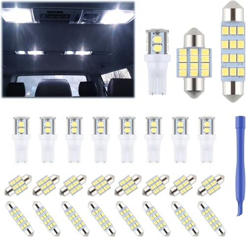 iFunyLED 24 Pieces Dome Light LED Car Interior Bulb Kit Set 194 T10 DE3175 578 31mm 42mm Bulbs Interior Replacement Lights for Car Map License Plate Door Side Marker Cornering Trunk Light - Cool White - color: Cool White