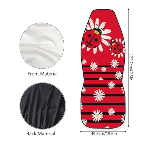 Cartoon Ladybirds Front Seat Covers for Cars White Daisy Driver Car Seat Cover Soft Comfort Bucket Seat Covers Universal Fit for SUV Truck Sedan - color: Cartoon Ladybirds Daisy