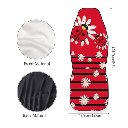 Cartoon Ladybirds Front Seat Covers for Cars White Daisy Driver Car Seat Cover Soft Comfort Bucket Seat Covers Universal Fit for SUV Truck Sedan - color: Cartoon Ladybirds Daisy