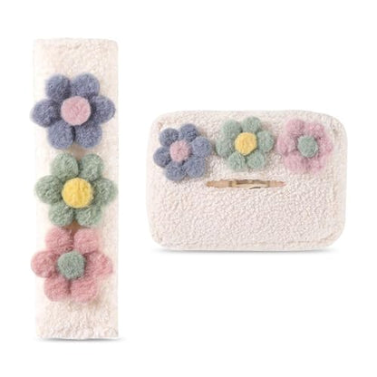 2 PCS Car Seat Belt Cover Pads & Tissue Box Set, Cute Flower Safety Seatbelt Covers Cushion, 9.4" x 2.5" Soft Plush Shoulder Strap Protector, Universal Seat Belt Cover for Adults and Kids - size: 2 Pcs Car Seat Belt Cover Pads & Tissue Box Set