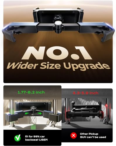 LISEN for iPad Car Holder Back Seat headrest Tablet Holder, Road Trip Essentials Accessories for Women Men Kids Gifts, for Fire HD 2026 iPad Pro 11/13" Air Mini, iPhone, Galaxy Tab, 4.7-12.9" Devices - size: 4.7-12.9
