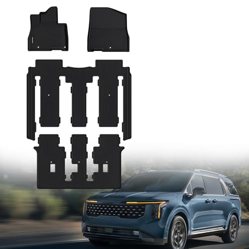 Floor Mats for 2022-2025 2026 KIA Carnival Gas 8 Seats (Not for Prestige & Hybrid),TPE All Weather Protection 1st & 2nd 3rd Row Floor Liners Accessories,Black - size: For 2022-2026 Carnival Gas Floor Mat（8set）
