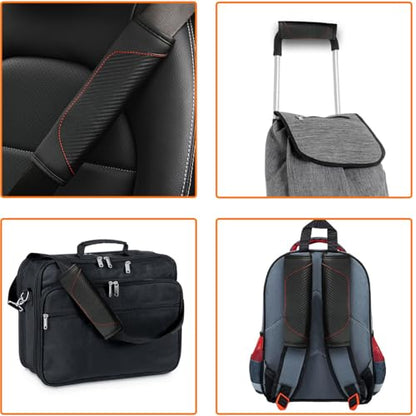 2PCS Car Seat Belt Cover, Carbon Fiber Safety Seatbelt Shoulder Strap Covers, Breathable Leather Soft Harness Pad for Car Interior Accessories (Black) - color: Black