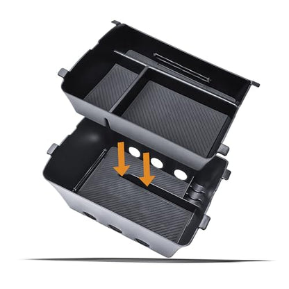 TACOBRO Center Console Organizer Compatible with 2026 Hyundai Palisade Console Tray ABS Plastic Armrest Storage Box with Rubber Pad 2026 Palisade Accessories (Upper and Lower)