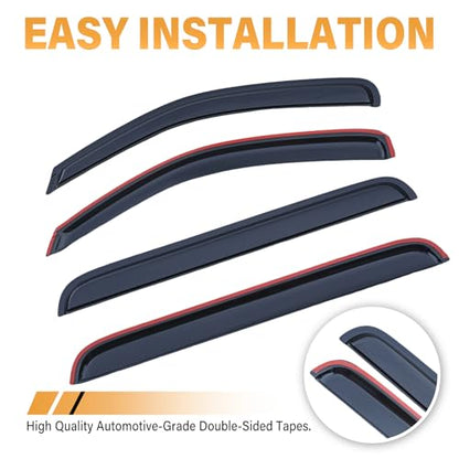 Rain Guards Compatible with 2005-2012 Nissan Pathfinder, Acrylic Slim Style Window Visor Rain Guard, Side Window Deﬂector for Nissan Pathfinder Accessories 4Pcs, 2006 2007 2008 2009 2010 2011