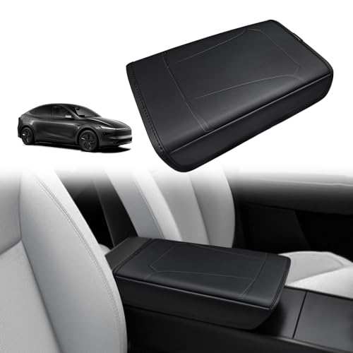 BestEvMod Center Console Armrest Pad Cover Compatible with Tesla Model Y Juniper 2026 2025 Extra Soft Microfiber Vegan Leather Protector Seat Armrest Cover OEM Style (Black) - color: Black-Regular, size: Juniper