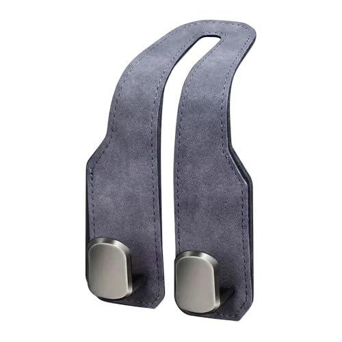 Car Seat Headrest Hooks, Headrest Hooks For Car, Leather Car Seat Back Storage Hook Organizer For Purse, Handbag, Grocery Bags, Universal Hanger For Vehicle Suv Truck (1, Grey) - color: Grey