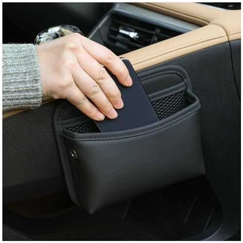 JEYODA Car Seat Side Storage Pocket, Small Organizer,PU Leather Multifunctional Console Side Organizer Bag for Phone, keys, sunglass,wallet,ect (Black) - color: Black