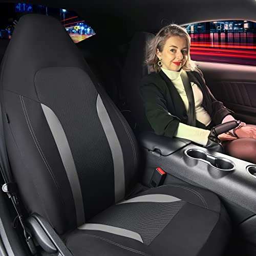 CAR PASS Bucket Gray Car Seat Cover Front Seats, 3D Air Mesh-100% Breathable Sporty Fabric High Back Airbag Compatible, Universal Fit Automotive SUV Truck Sedan Vans, Two Front 2 Piece Black Gray - color: Black Gray, size: Two Front Seats