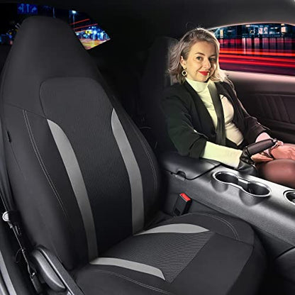 CAR PASS Bucket Gray Car Seat Cover Front Seats, 3D Air Mesh-100% Breathable Sporty Fabric High Back Airbag Compatible, Universal Fit Automotive SUV Truck Sedan Vans, Two Front 2 Piece Black Gray - color: Black Gray, size: Two Front Seats