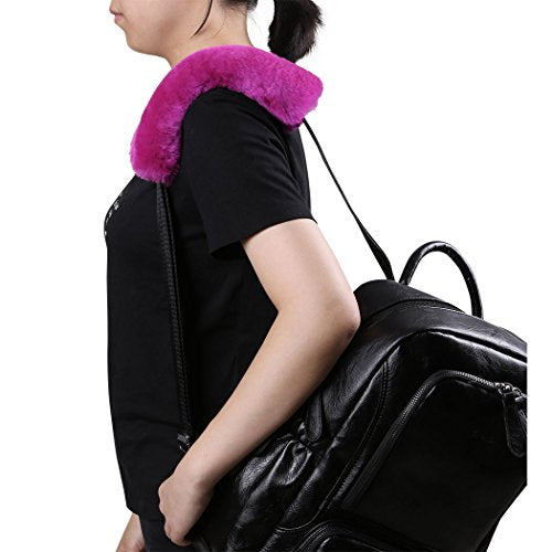 U&M 2 Pack Genuine Sheepskin Auto Seat Belt Cover for Adult Youth Kid Toddlers -Soft Warm Car, Truck, SUV, Camera Backpack Strap Shoulder Pad Wool Fluffy - color: purple pink