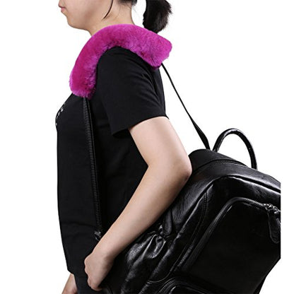 U&M 2 Pack Genuine Sheepskin Auto Seat Belt Cover for Adult Youth Kid Toddlers -Soft Warm Car, Truck, SUV, Camera Backpack Strap Shoulder Pad Wool Fluffy - color: purple pink