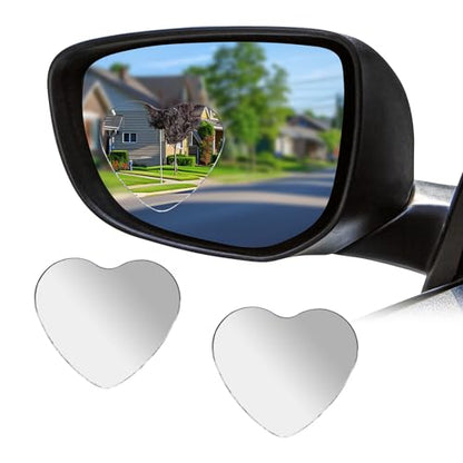 Heart Shaped Car Blind Spot Mirror, Adjustable Frameless HD Convex Rearview Side Mirror for Enhanced Safety, Universal Removable Wide Angle Auxiliary Mirrors Accessories for Vehicle (Heart) - size: Heart