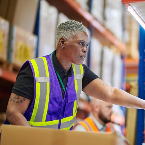 KAYGO Safety Vest with Pockets - High Visibility Reflective Vest ANSI Class 2 Construction Vest - color: Purple, size: XX-Large
