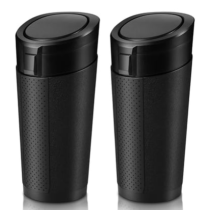 Car Trash Can Bin with Lid, 2 Packs Mini Leakproof Garbage Can for Vehicle, Cup Holder Trash Can, Small Trash Bin for Cars, Home, Bedroom, Office(Black) - color: Black 02
