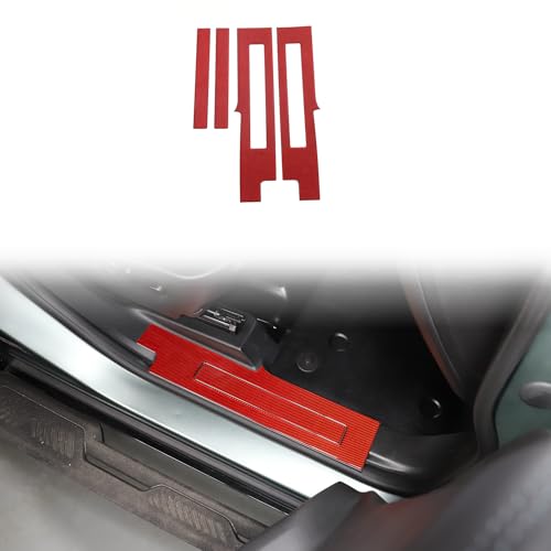 Car Door Sill Protector for Hummer EV SUV Pickup Accessories Soft Carbon Fiber Front Rear Door Entry Guard Door Sill Scuff Plate Stickers Decora Compatible with Hummer EV 2022-2024 2025 2026 (Red) - color: Red
