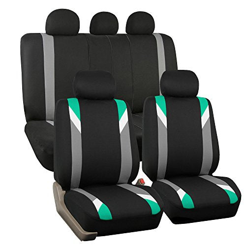 FH Group Premium Modernistic Flat Cloth Car Seat Covers – Universal Fit, Washable Seat Covers for SUV Sedan Van, Mint, Full Set - color: Mint, size: Full Set