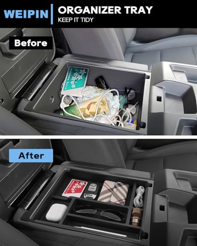 Silverado Sierra Center Console Organizer - Compatible with 2019-2026 Chevy Silverado/GMC Sierra 1500 - 2020-2026 Chevrolet Silverado/ Sierra 2500HD 3500HD - (Split-Bench Folding Seat) - 2 Pack Black - color: (19-26)Split Bench Folding Seat-2Pcs-Black