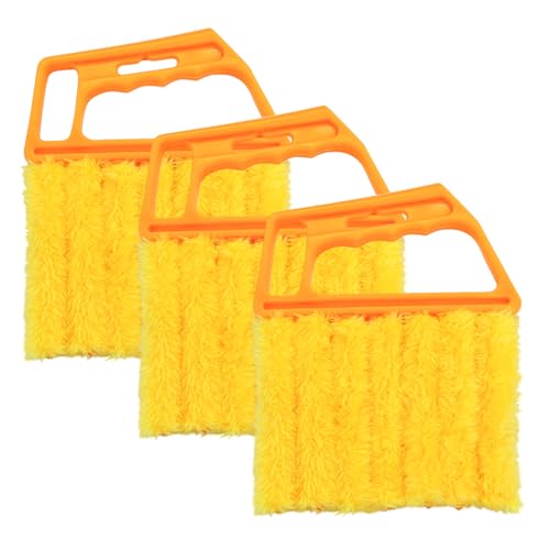 3PCS Blind Cleaner Duster Tool, 7 Fingers Microfiber Handheld Shutter Cleaning Brush for Car Air Conditioner, Detachable Auto Air Vent Dusting Cleaner, Universal for Most Vehicles (Orange) - color: Orange