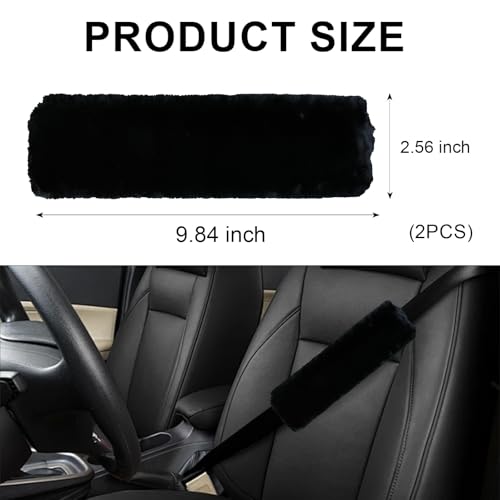 2 Pack Car Seatbelt Covers Shoulder Pad, Soft Faux Sheepskin Seat Belt Shoulder Cover for a Comfortable Driving, Seat Belt Shoulder Strap Covers Helps Protect Your Neck and Shoulder (Black) - color: Black