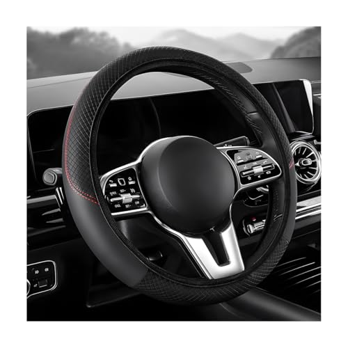 Car Steering Wheel Cover, 15 inch Carbon Fiber Microfiber Leather Elastic Steering Wheel Protector, Breathable Anti-Slip Comfortable Steering Wheel Covers for Most Cars (Black, AD) - color: Black, AD