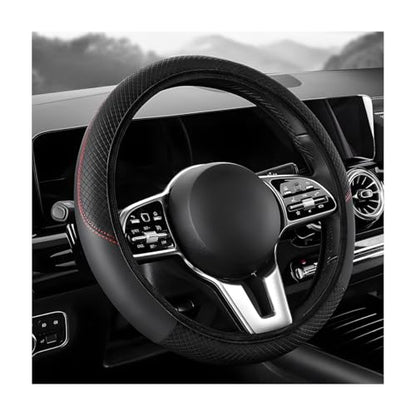 Car Steering Wheel Cover, 15 inch Carbon Fiber Microfiber Leather Elastic Steering Wheel Protector, Breathable Anti-Slip Comfortable Steering Wheel Covers for Most Cars (Black, AD) - color: Black, AD