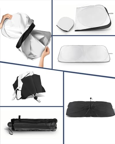 Retractable Windshield Sun Shade for car Windshield Sun Shade,99% UV Blocking,Long-Frequency and Short-Frequency Demand,X-Large(Sunshade 74.8"x35.43",Umbrella 55.12"x31.5") - size: X-Large