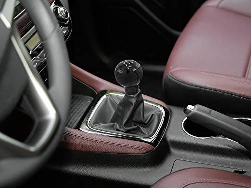 5 Speed Gear Shifter Knob, Leather Covered Aluminum Manual Car Stick Shift Handle Fit Most MT Transmissions, Black - color: Black