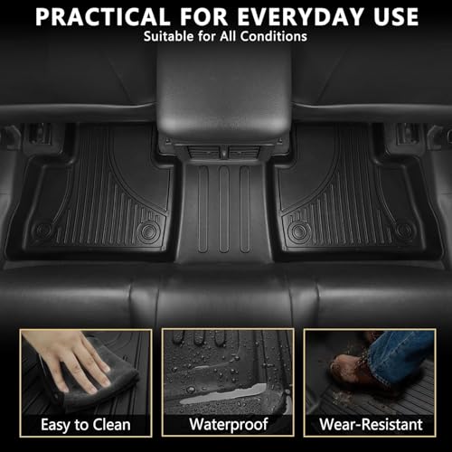 AOMSAZTO Floor Mats & Cargo Liner Fit for 2017-2025 2026 Audi Q7/SQ7 - Custom Fit All Weather TPE Rubber Floor Liners for Audi Q7 1st & 2nd Row & Trunk Mat Full Set Car Mats, Black - style: 5) for Audi Q7 | 2017-2026 | Floor+Cargo Mats