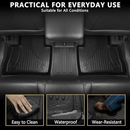 AOMSAZTO Floor Mats & Cargo Liner Fit for 2017-2025 2026 Audi Q7/SQ7 - Custom Fit All Weather TPE Rubber Floor Liners for Audi Q7 1st & 2nd Row & Trunk Mat Full Set Car Mats, Black - style: 5) for Audi Q7 | 2017-2026 | Floor+Cargo Mats