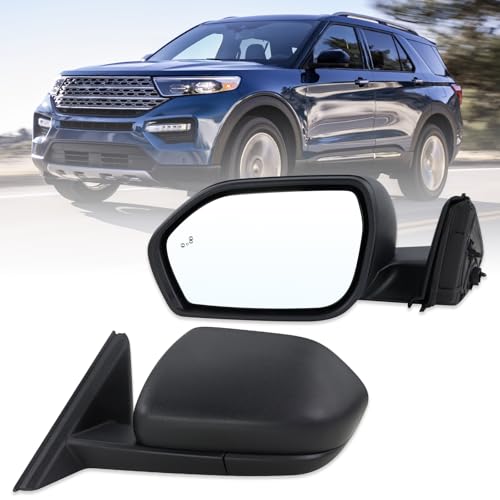 Left Driver Side Mirror Compatible With 2020-2026 Ford Explorer With Manual Folding Power Glass Heated Blind Spot Black Replace#LB5Z17683XB(7Pins) - color: 7Pins, size: L