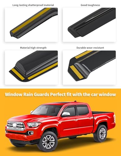 in-Channel Window Rain Guards Fit for Toyota Tacoma 2016-2023 Double Cab, Extra Durable Window Visors Window Deflectors Vent Visors Vent Shades Truck Car Accessories-4 pcs 2-Q05 - size: Fit for 2016-2023 Toyota Tacoma Double Cab