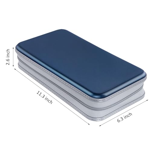 Siveit CD Case, DVD Case Holder 96 Capacity Hard Plastic CD DVD Disc Cases Storage Binder Wallet for Car Home Office Travel (Dark Blue) - color: Dark Blue