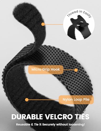 Lamicall 100Pack Reusable Cable Ties, 6 Inches Durable Cord Organizer Nylon Hook & Loop Straps, Cable Management Wrap Wire Storage Essentials, Computer PC Accessories, Home Office Travel Gadgets - size: 100Pack